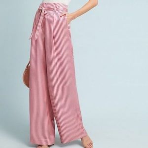 Anthropologie pink /cream striped wide leg pants